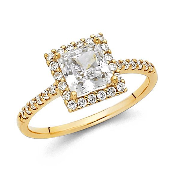 14k Yellow Gold Princess Cut Engagement Ring